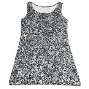 LOGO Lori Goldstein Small Tank Tunic Navy Gray White Dots Sleeveless Stretch QVC